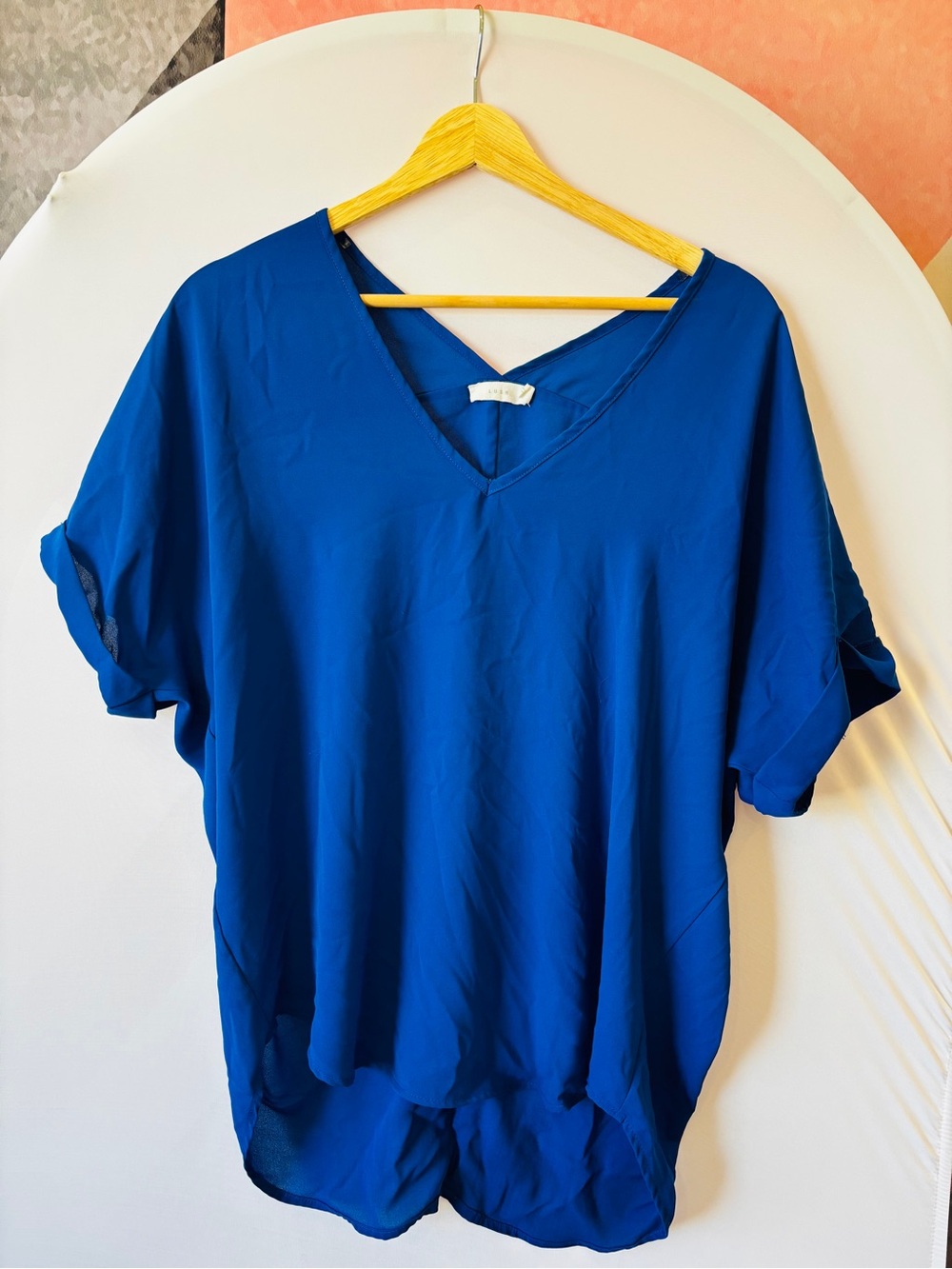 Lush V-Neck Short Sleeve Tunic - Royal Blue